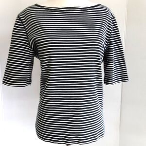 JONES NEW YORK 100% COTTON INSIDE OUT STRIPED BOAT NECK TEE-SHIRT SZ L